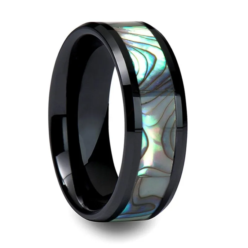 8Mm Men Rings Black… - image