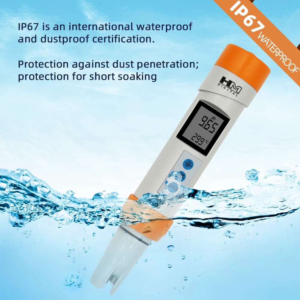 Water Quality Tester HM COM-300 EC TDS PH 4 in 1 Meter PH-200 PH Meter Waterproof ORP Tester With ATC Calibration And Data Hold