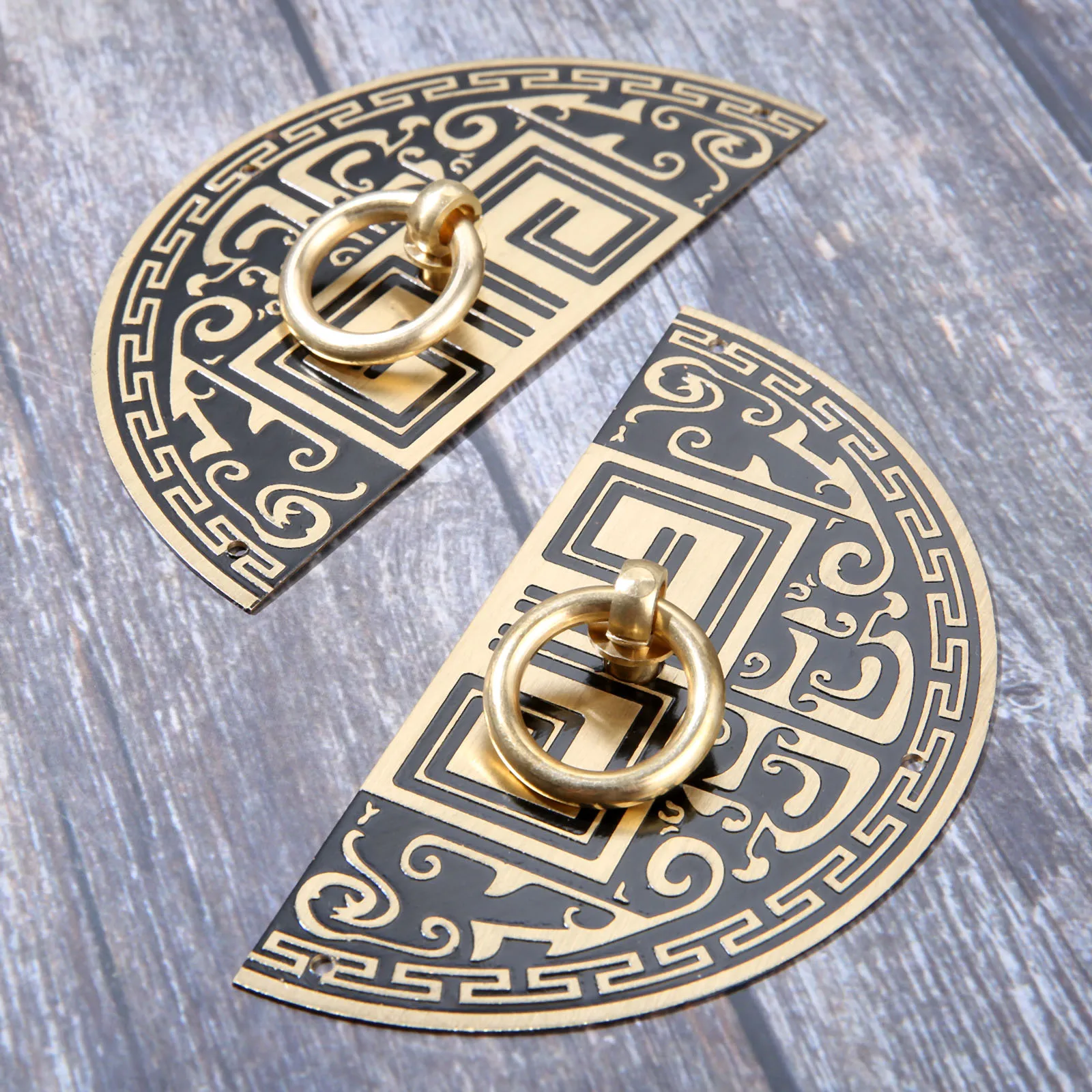2pcs/pair Antique Chinese Brass Knobs and Handles Pattern Pure Copper Door Drawer Pulls Cabinet Knobs Furniture Hardware