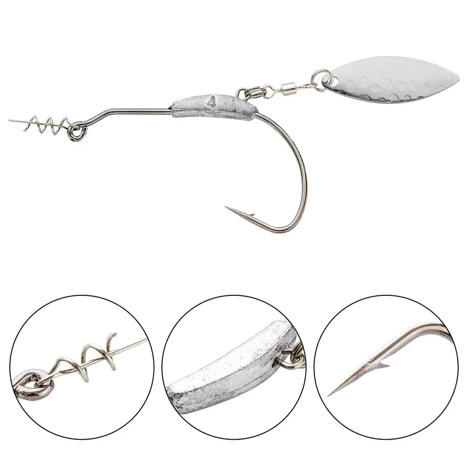 WALK FISH 3PCS 2g 3g 4g 5g 7g 9g Kurbel Haken Metall Löffel Pailletten fügen Gewicht Köder mit Twist Lock Widerhaken Offset Haken – Detail 2