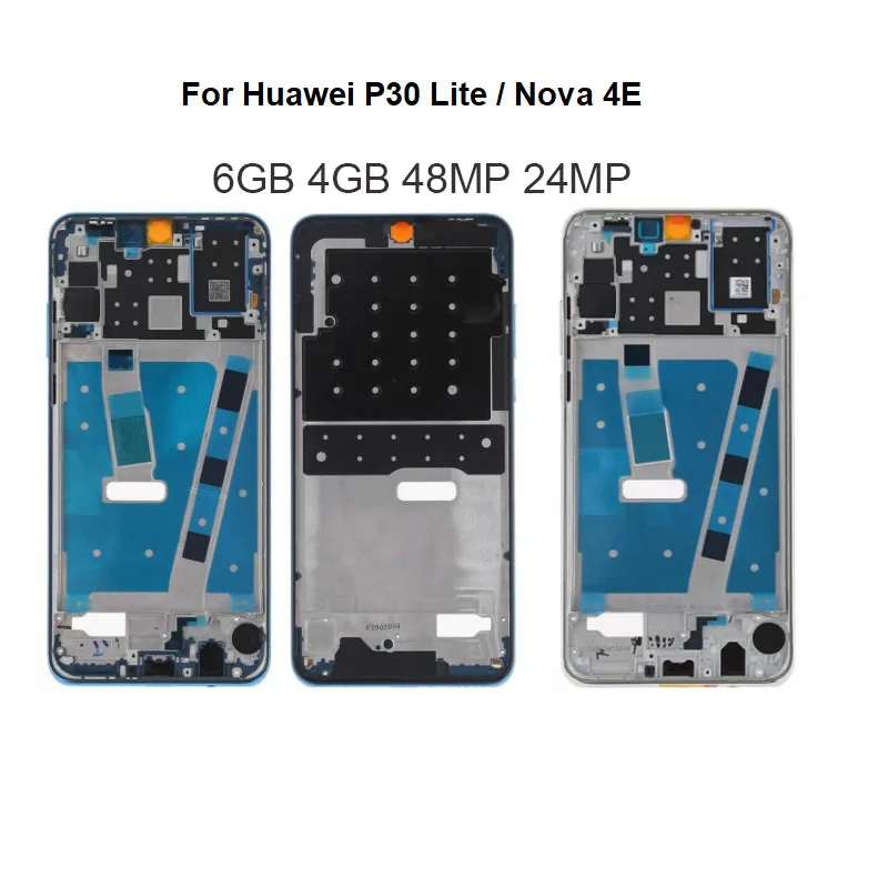 New For Huawei P30 Lite Front Bezel Housing Middle Frame Rear Plate Chassis+Power Volume Button 24MP 48MP MAR-LX1 LX2 AL01