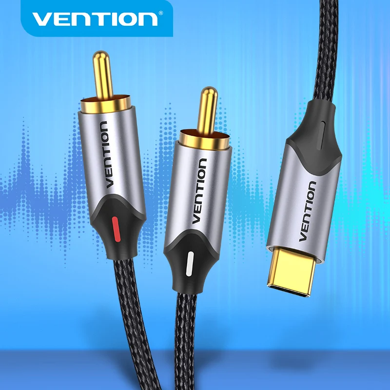 Vention نوع C إلى RCA كابل USB C إلى 2 RCA Y الخائن لهواوي شاومي محمول مكبر الصوت مكبر الصوت التلفزيون جاك نوع C RCA كابل