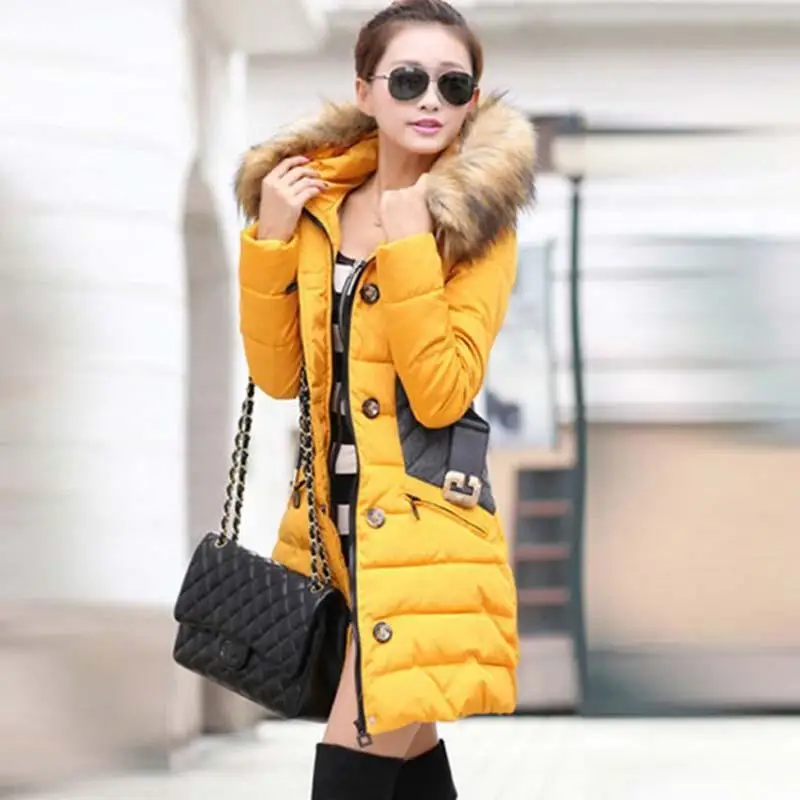 Nice Women Down Jacket Winter Jacket Female Parka Fur Collar Thickening Cotton Padded Winter Coat Manteau Femme 1PC