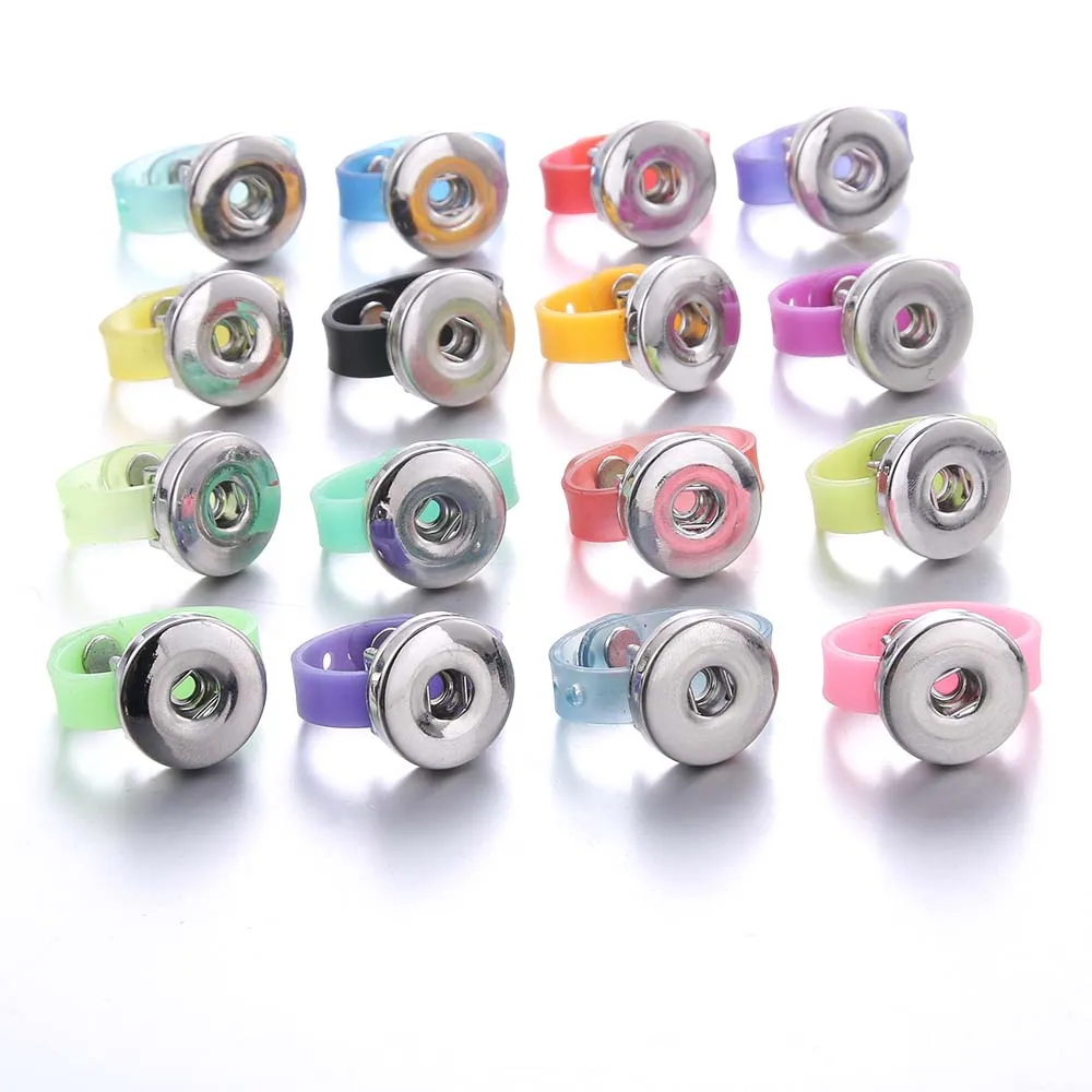 New Snap Jewelry Metal Snap Button Ring 18mm 12mm DIY Party Ring Interchangeable Rings for Women Men Rings