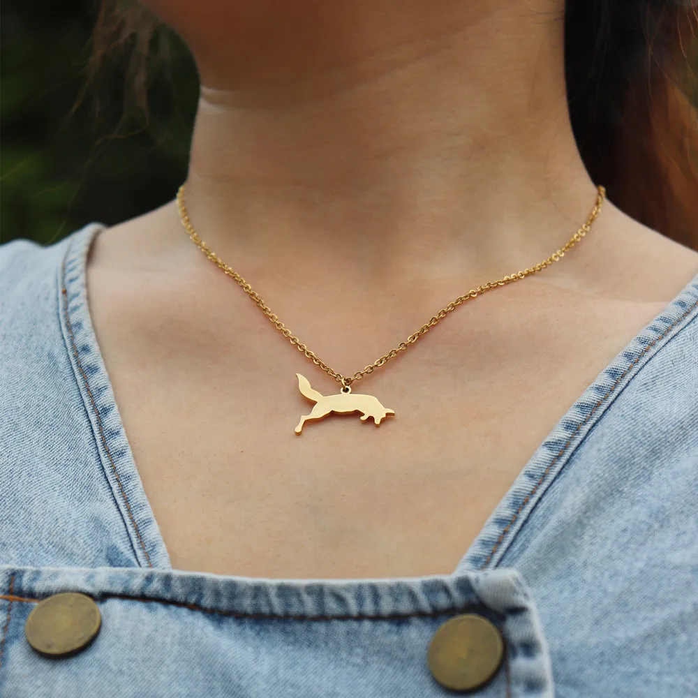 Jungle Sieraden Leuke Vos Ketting Voor Vrouwen Meisje Vintage Rvs Animal Hanger Choker Ketting Beste Verjaardagscadeau