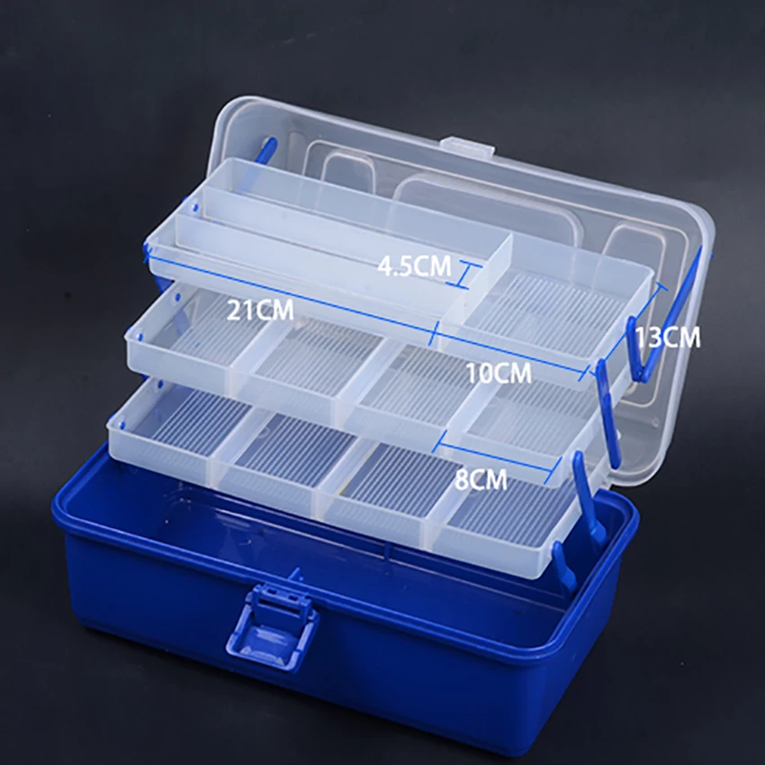 Caixa de armazenamento portátil da isca dos peixes do equipamento à prova dplastic água de plástico 3 camadas