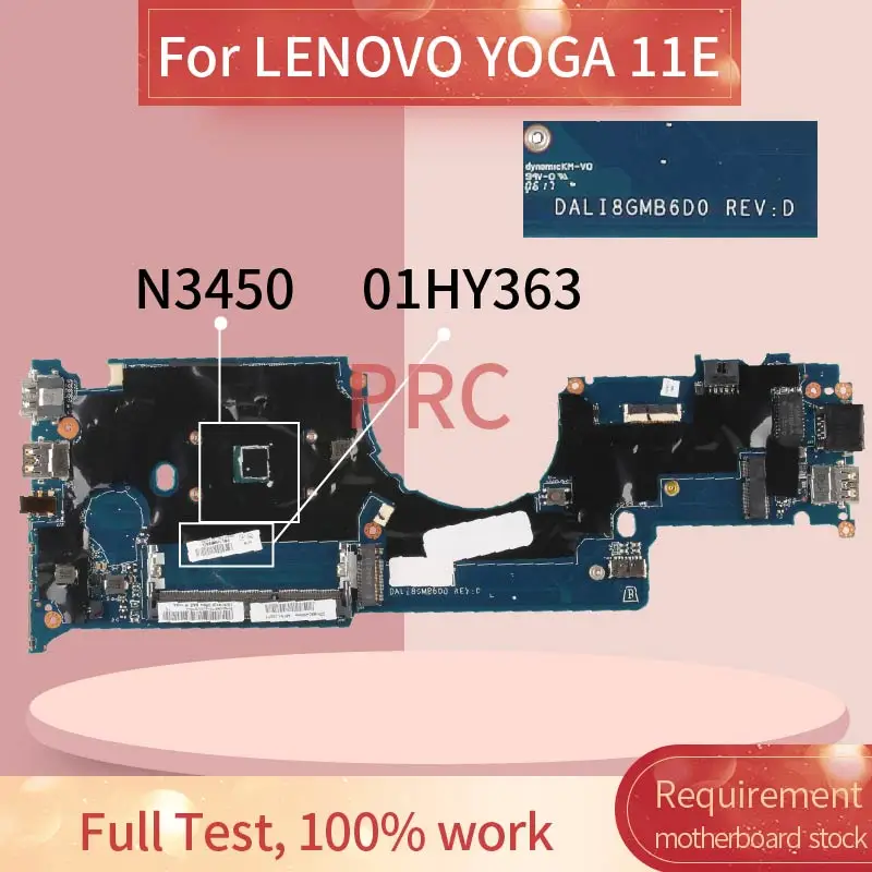 

01HY363 For LENOVO YOGA 11E N3450 Laptop Motherboard DALI8GMB6D0 SR2Z6 DDR3 Notebook Mainboard