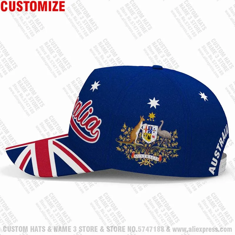 Australia Baseball Caps Free Custom Made Name Number Team Logo Australian Hats Aus Travel Au Nation Flags Cap Navy Blue Headgear