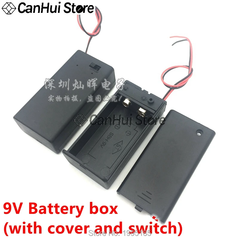 5Pcs 9 volt Box Pack Power Toggle Black 9V Battery Holder I/T Type Battery Clips Connector Buckle with ON/OFF Switch,DC5.5 P