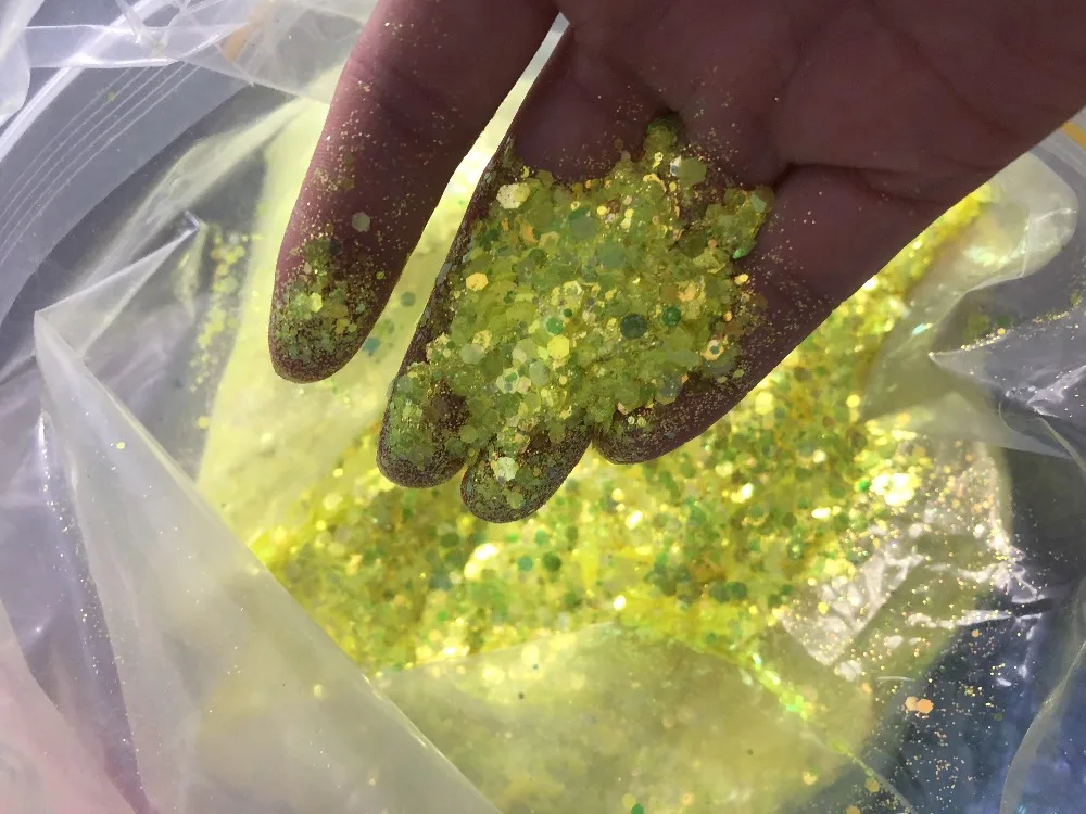50 gr/beutel Holographische Gemischte Sechseck Form Chunky Nagel Glitter Pailletten Sparkly Flakes Scheiben Maniküre Körper/Auge/Gesicht Glitter TCF2335 – Detail 3