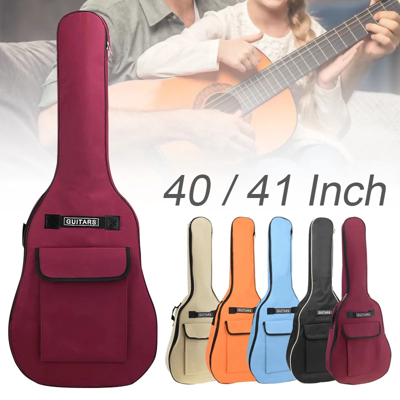 40/41 Inch Oxford Fabric Guitar Case Gig Bag Double Straps Padded 5mm Cotton Soft Waterproof Backpack Carry Case Cover