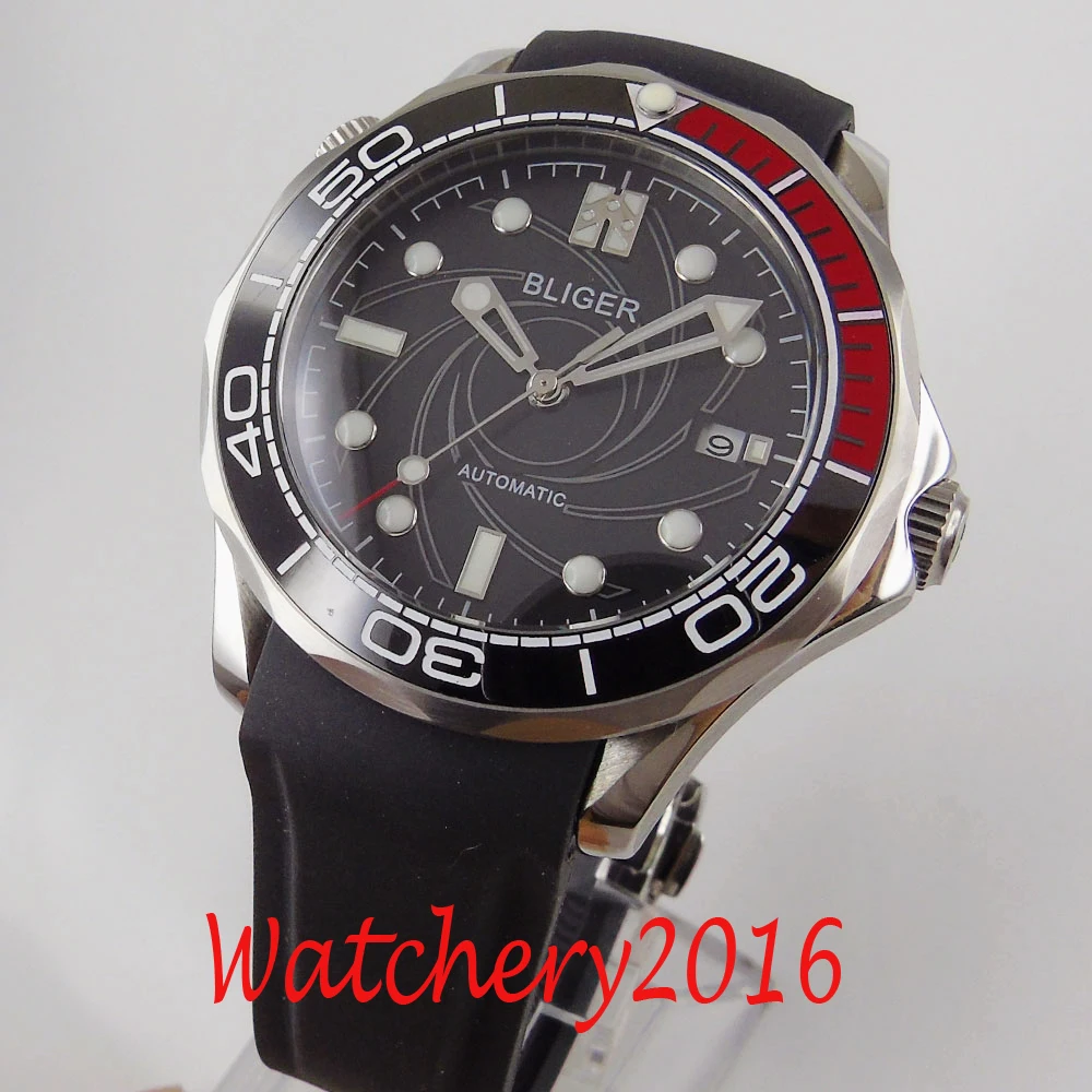 

41mm BLIGER Black dial Sapphire glass date ceramic bezel automatic men's watch