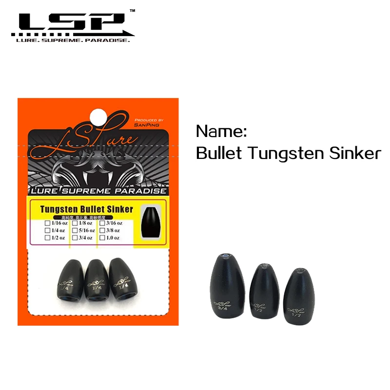 LSP Texas Rig Tungsten Sinker 1/16 - 1 Oz Bullet Bass Fishing Weight 1.8-28g Lure Accessories Fishing Goods For Winter Fishing