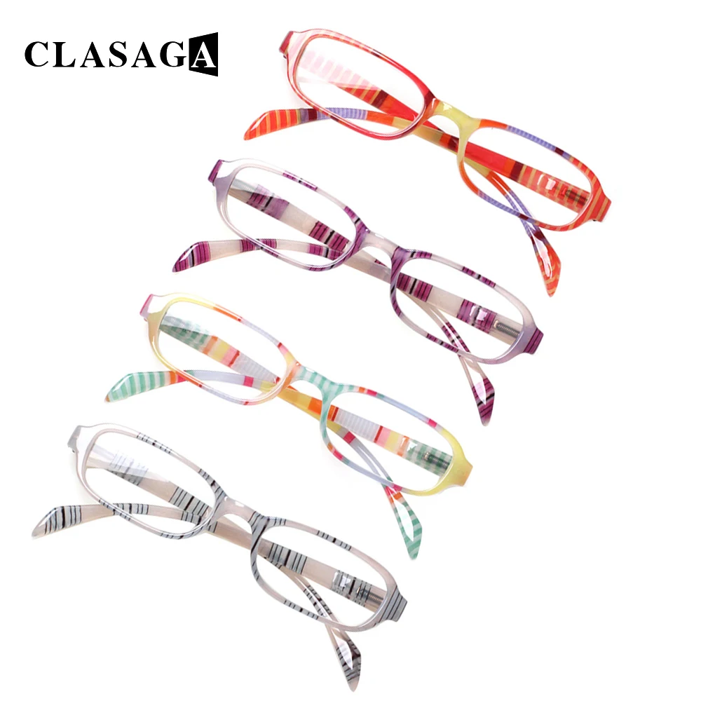 

CLASAGA 4 Pack Reading Glasses 2022 Fashion Printing Frame Men and Women Presbyopia HD Optical Reader Eyeglasses Diopter 0~600