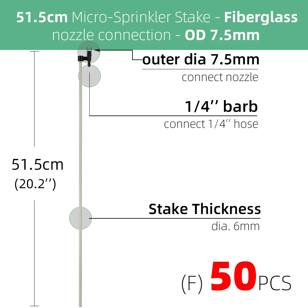 6.0 / 7.5mm złącza stawki do ogrodu mikro zraszacze nawadnianie ogrodu podlewanie dysze wsparcie plastikowe wsporniki z włókna szklanego