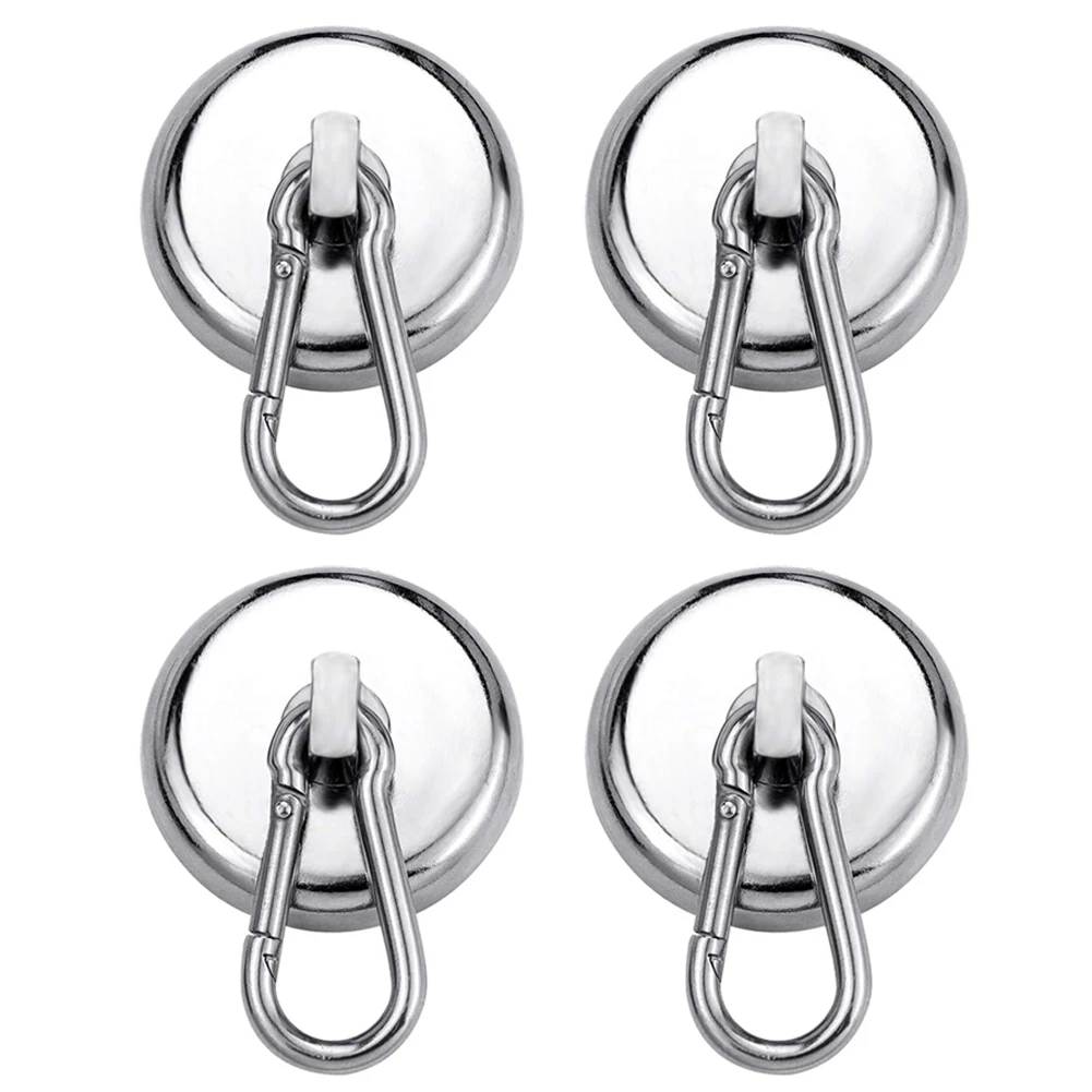 

Magnetic Hooks Strong Heavy Duty Neodymium Magnet Hooks with Swivel Carabiner Hook for Refrigerator 4pcs In Stock