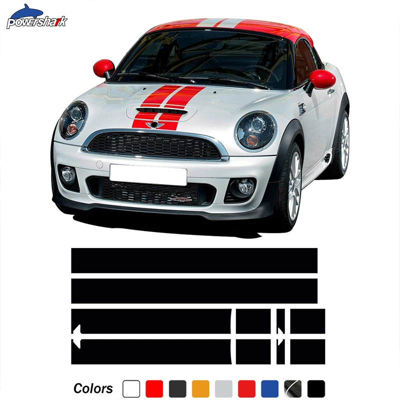 

Car Engine Cover Hood Bonnet Stripe Sticker Roof Trunk Decal For MINI Cooper Coupe R58 Cabrio R57 Roadster R59 JCW Accessories