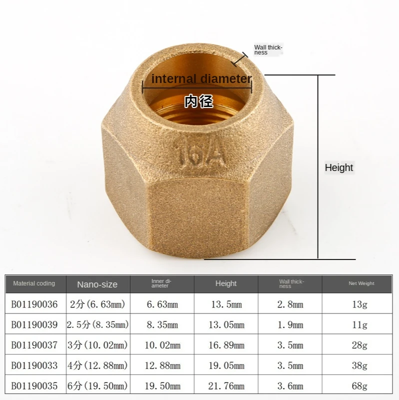 HOWHI – Inserts d'écrou de climatisation en cuivre forgé, raccord d'écrou rond en laiton Cn (original)