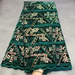 Latest African Velvet Lace Fabric 2021 green/gold High Quality French Nigerian Sequins Lace Fabrics Embroidery For Wedding