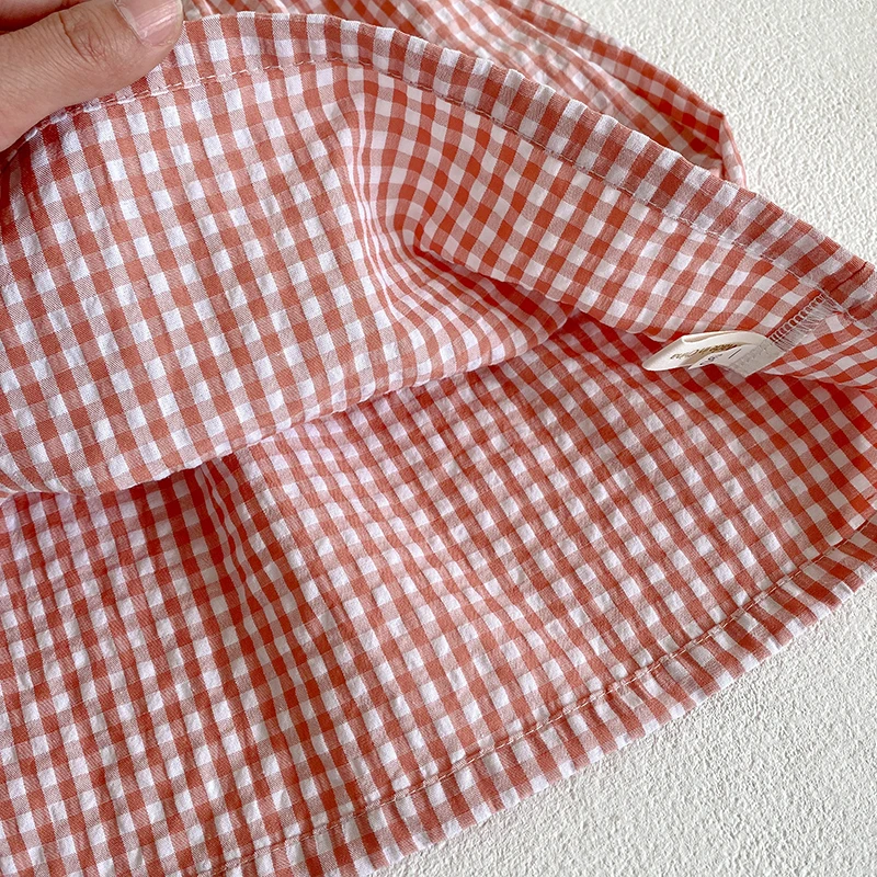 Kleinkind Baby Mädchen Grid Stickerei Kleider Sommer Mädchen Baby Romper Kleinkinder Baumwolle Kurzarm einteiliges Strampler – Detail 7