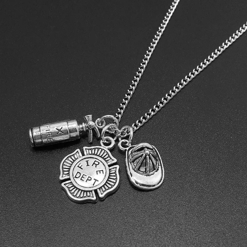 2021 Firefighter Pendant, Alternative Creativity, Fire Department, Combatant, Fire Extinguisher, Firefighter's Memorial Necklace