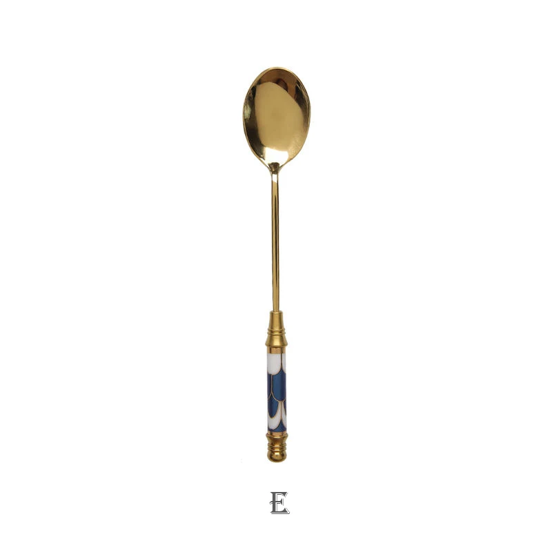 Edelstahl Dessert Löffel Keramik Langen Griff Eis Löffel Teelöffel Gold Kaffee Kuchen Obst Milch Löffel Küche Geschirr – Detail 13