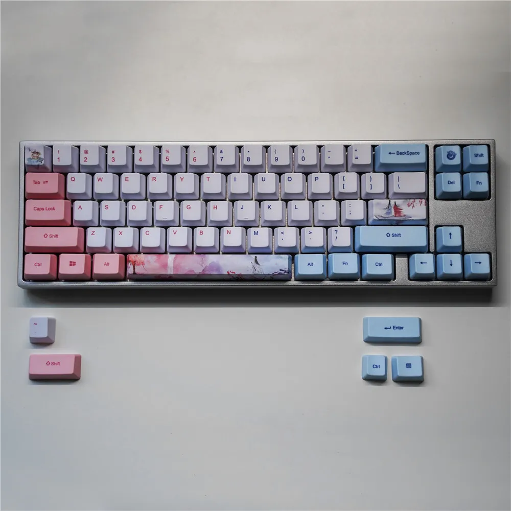 

1 set PBT dye sublimation key cap for MX switch mechanical keyboard OEM profile 60% keycap for Anne GK61/68 GH60 GK64 Varmilo 68