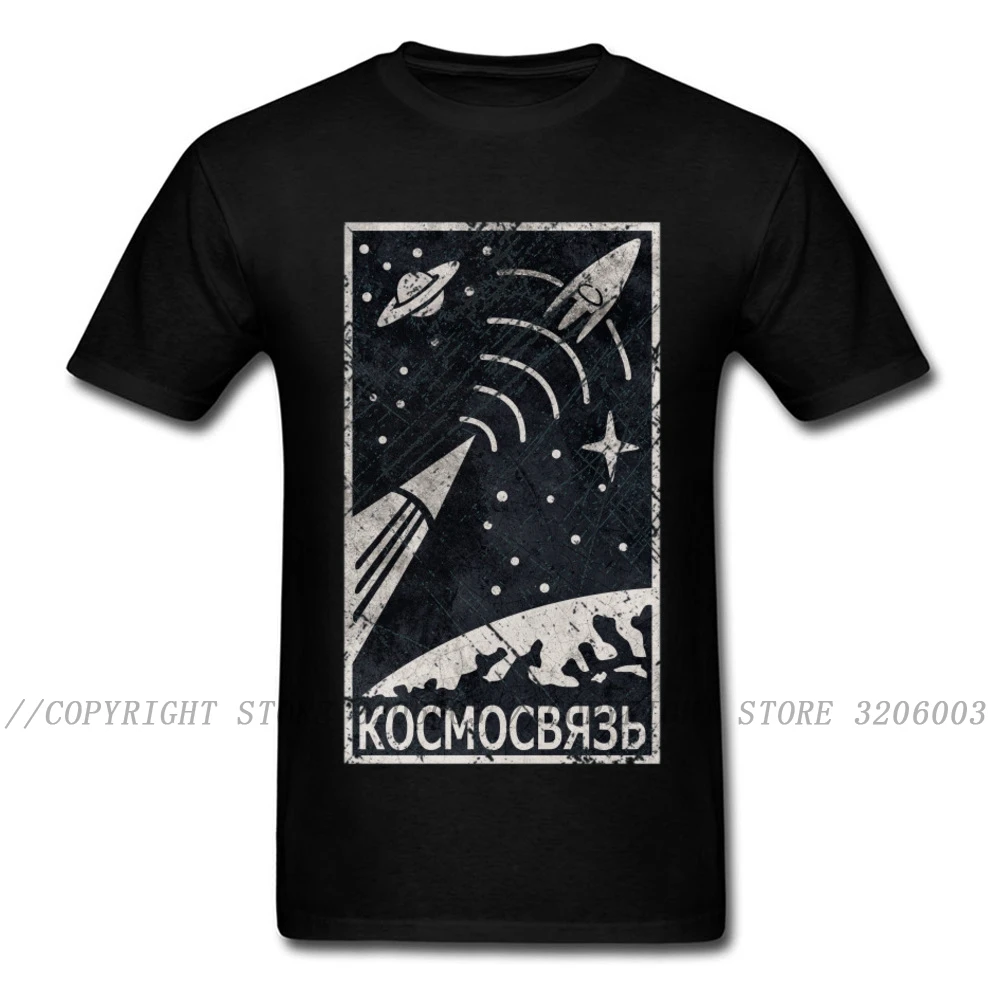 Men T-shirt Retro Print Design Mens Tshirt Custom CCCP T Shirt Russia Space Rocket Program Tops & Tees 100% Cotton Clothing