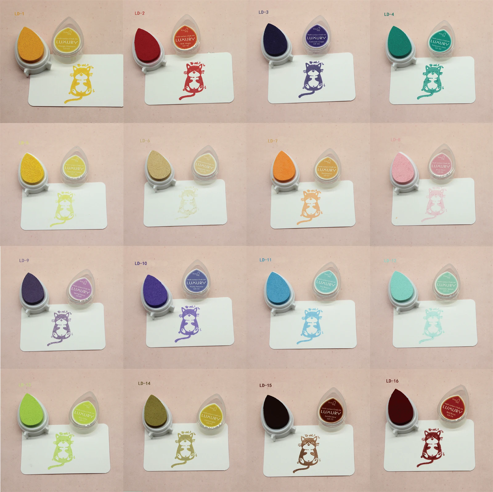 15pcs/lot Multicolor Droplets Pigment Ink Pad Chalk Inks For DIY Scrapbooking Stamping