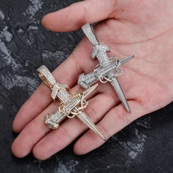 Hip Hop Vintage Winding Nail Cross Pendant Necklace Mens Rapper Jewelry Gifts