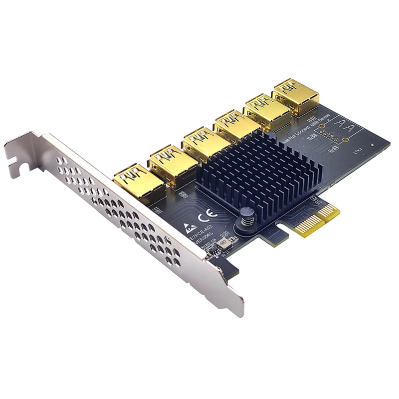 PCI Express Multiplier PCIE 1 to 6 USB3.0 Riser Card for PCI Express X16 Riser Graphic Card ETH Bitcoin Miner Mining Add on Card