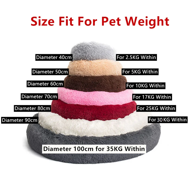 40-100cm Large Round Coral Fleece Soft Long Plush Pet Mats Dog Bed House Animals Cat Mat Sofa Chihuahua Labrador Pet Supplies