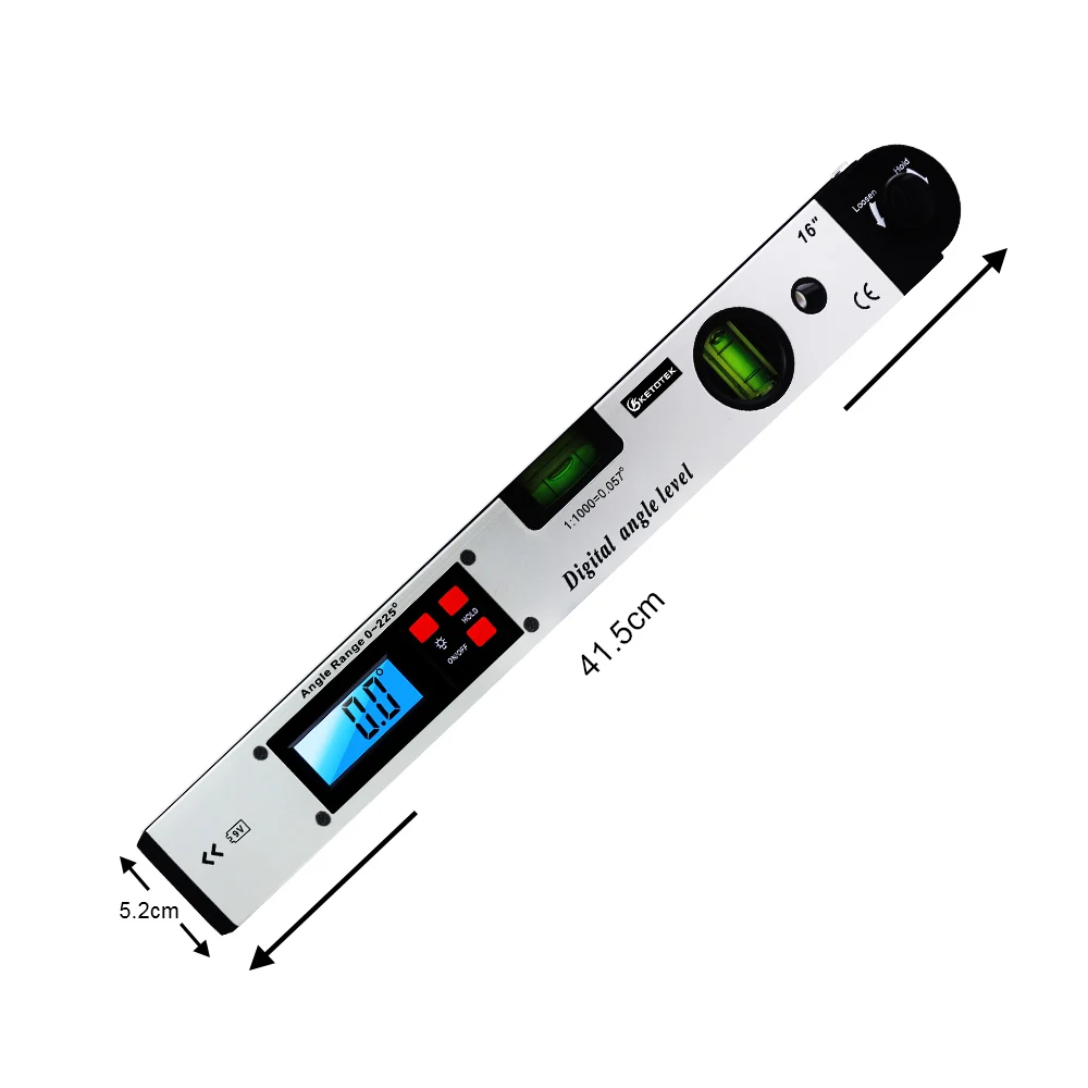 0-225 degree Electronic Protractor Digital Angle Finder Meter Level Measuring Gauge 400mm 16''  Inclinometer Ruler