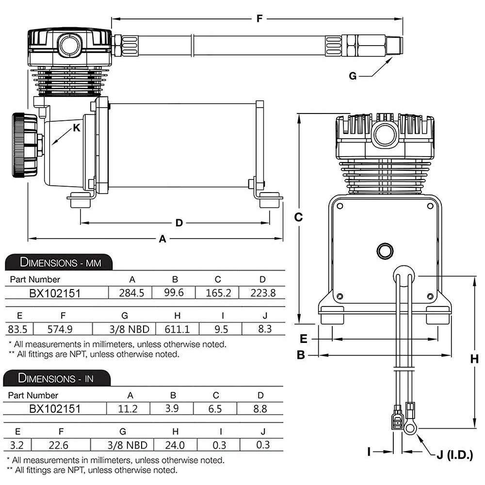 Air Suspension Compressor Universal 1/4NPT or 3/8NPT Chrome 200PSI 480C 12V Air Suspension Compressor Kit BX102151-SL