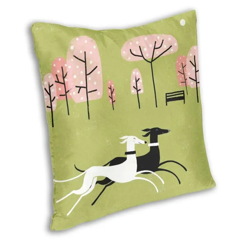 Sihthound Greyhound Flowers Art Cushion Cover Sofa Home Decor Cute Dog Park Tree Jumping Square Throw Pillow Cover 40x40