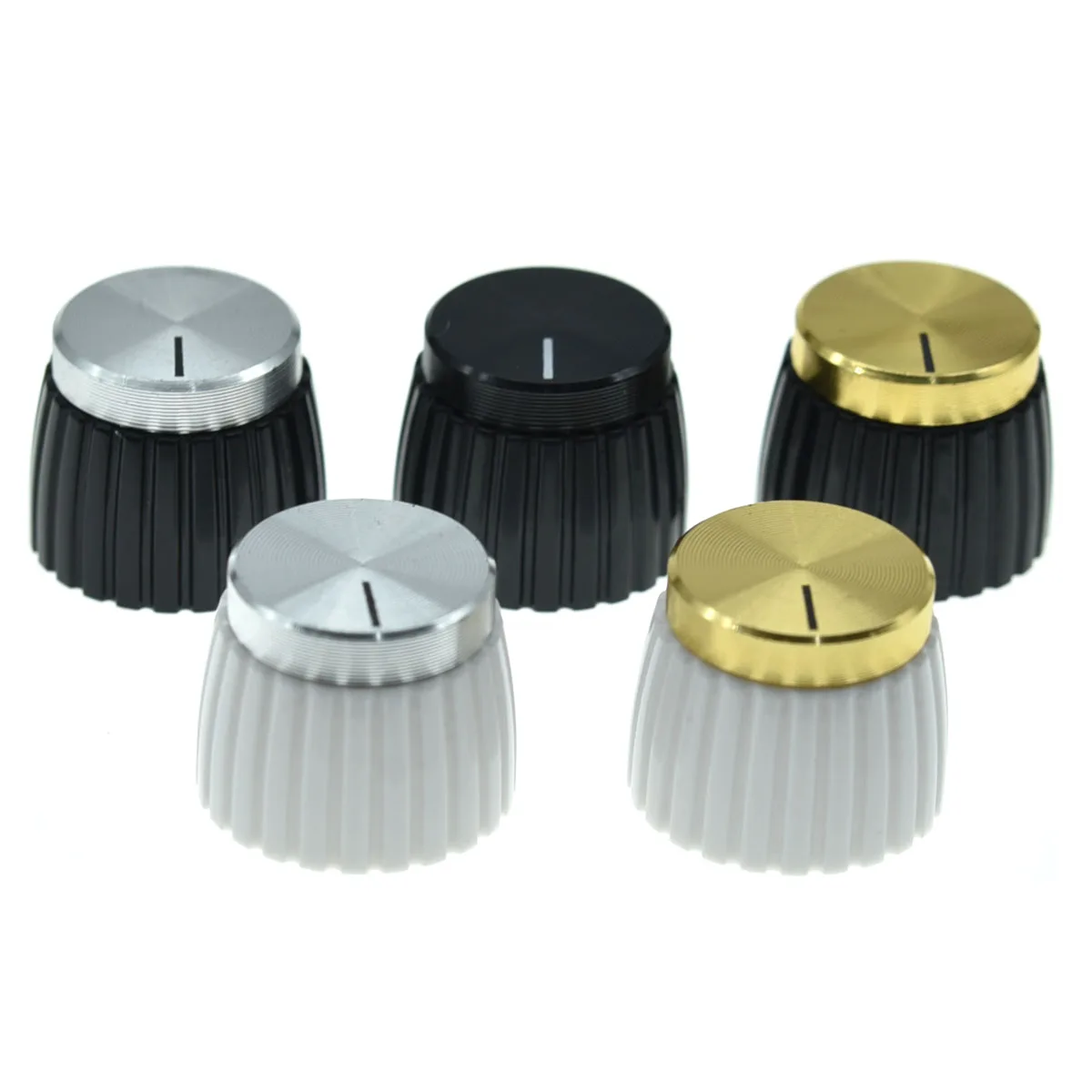 10x Guitar AMP Amplifier Knobs Black w/ Black Cap Push on Knob fits Marshall AMP White W/ Chrome Cap , White w/ Gold Cap knob