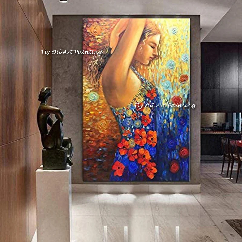 Hand-painted oil painting Girls Women HandPainted Home Decor Kits Drawing Canvas Figure Oil Painting Pictures