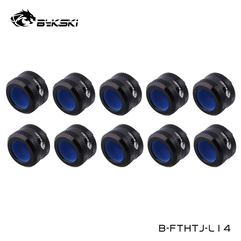 10pcs Bykski Anti Off Hard Tube 10X14MM Hand Compression Fittings,Black,Red,White,Gold,Silver, Blue G1/4 \