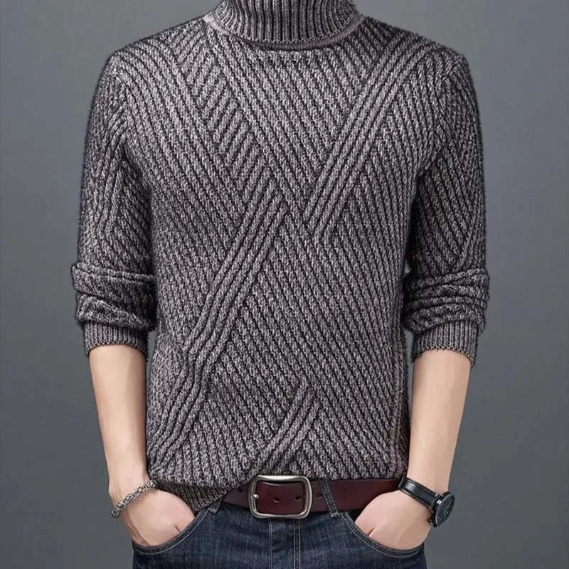 

Autumn Winter Men's Sweater Streetwear Harajuku Long Sleeve Pull Tops Male Clothing Turtelneck Casual Knitwear Sueter Masculino