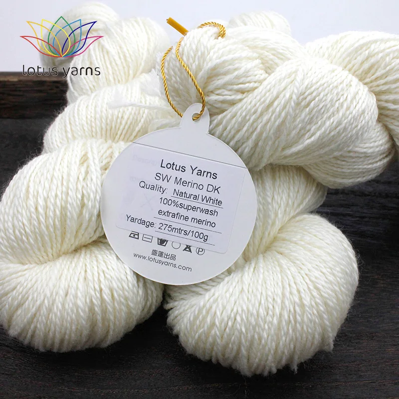 100% Superwash Merino Wool DK Weight Undyed Handknitting Yarn Lotus Yarns