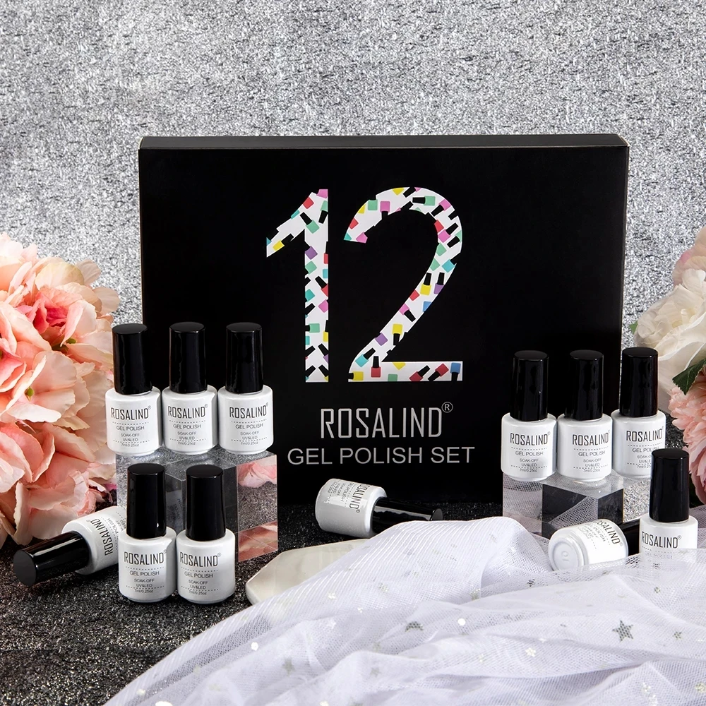 ROSALIND 2021 NEW Gel Nail Polish Set Colors Nail Art Design professional UV top base coat Nail glue For Nails