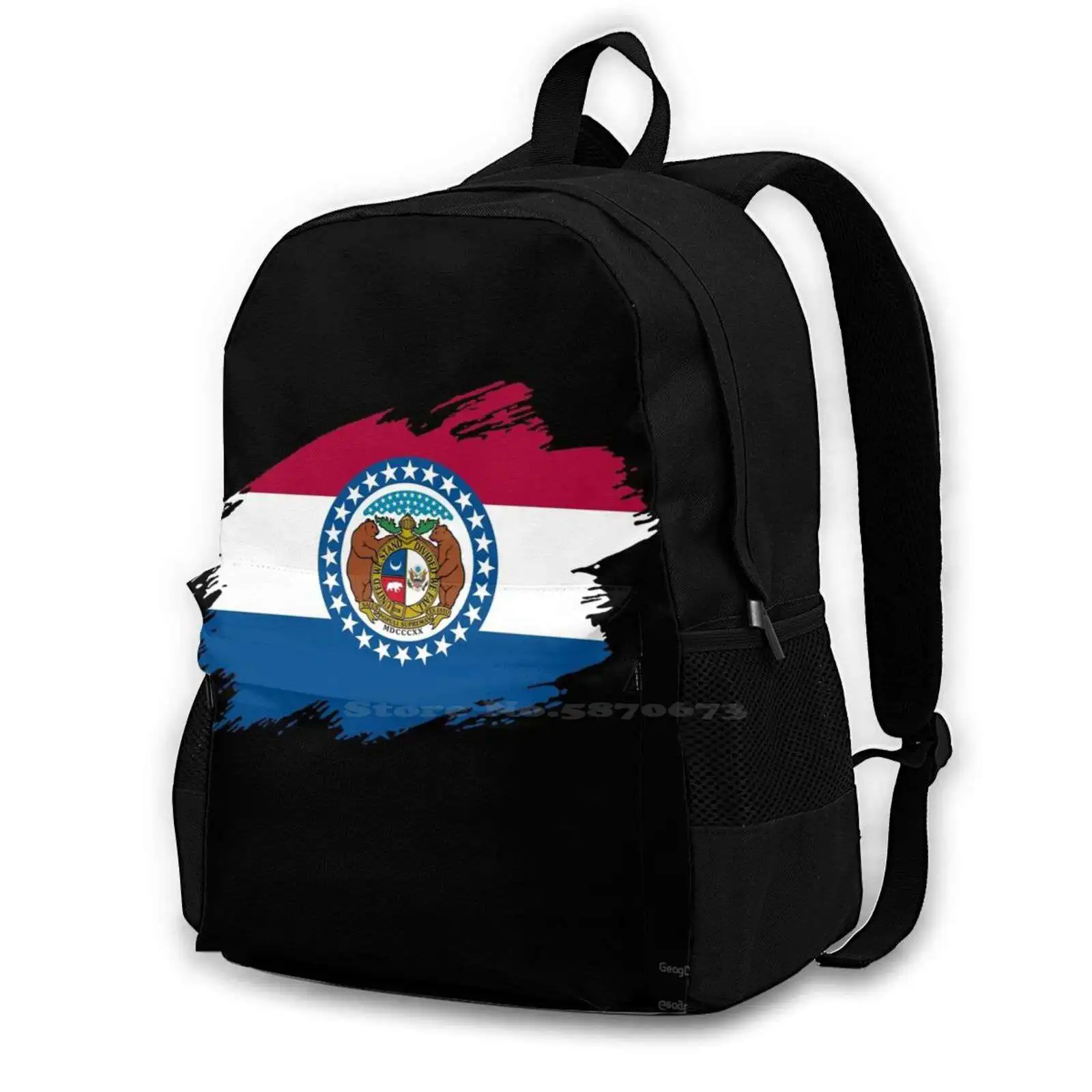 Missouri Flag Flag Usa Travel Laptop Bagpack School Bags Missouri United States Kansas City Gateway Arch Jefferson