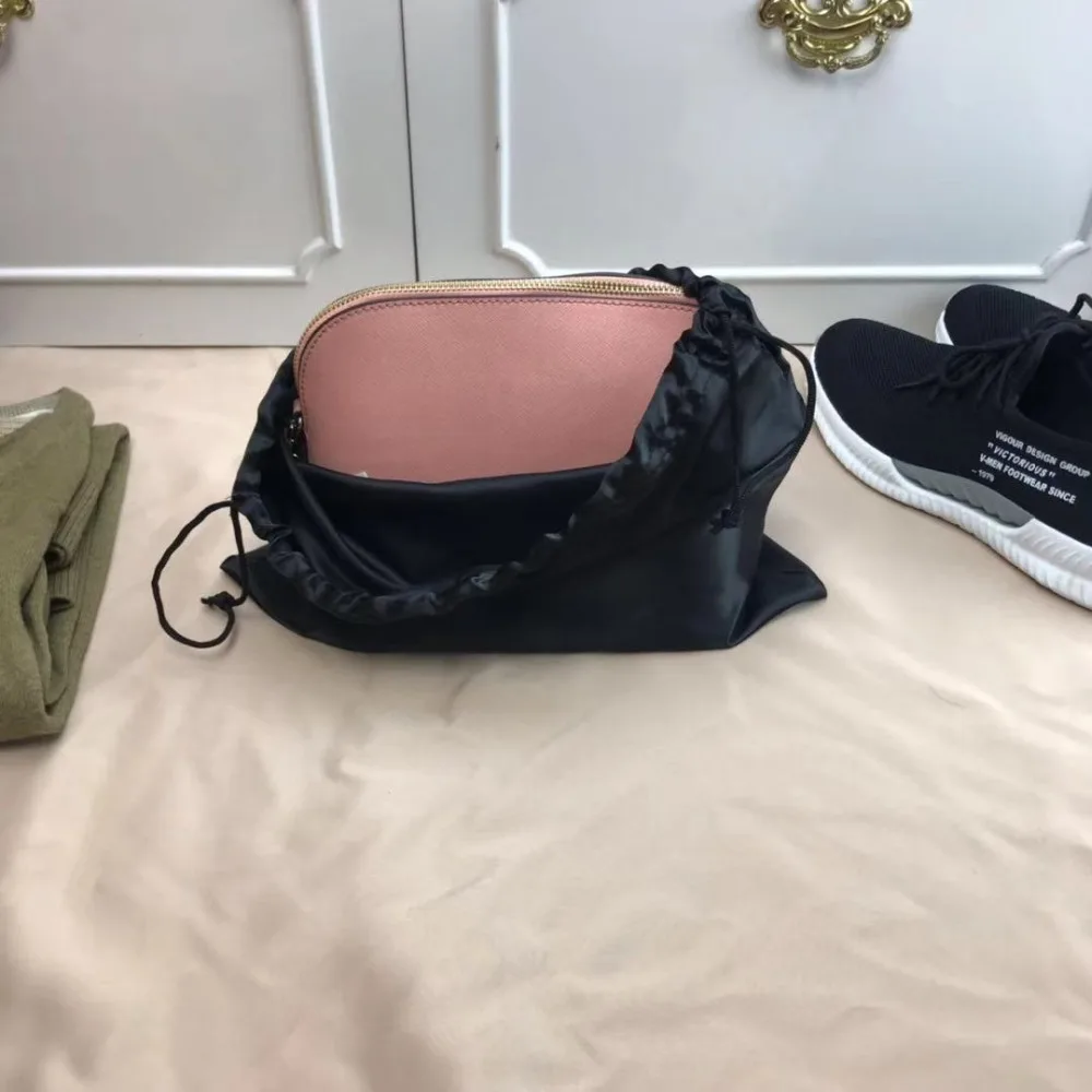 Large Silk Satin Drawstring Care Bag Custom Wigs Storage Dust Proof Packaging Pouch Black Reusable Sack Handbag Shoes Travel Bag