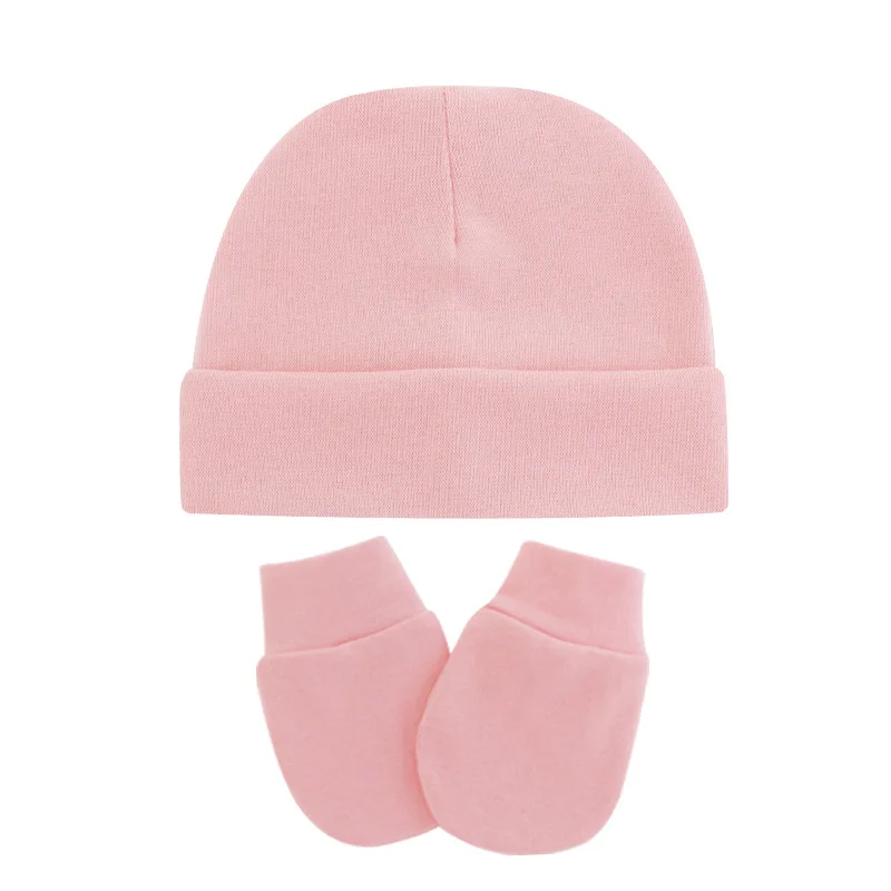 Newborn Baby Hat Gloves Set for Girls Boys Soft Cotton Baby Beanie Infant Bonnet Toddler Cap Spring Autumn New Born Gift