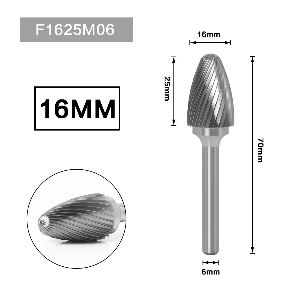 6mm Metal Drawing Tungsten Carbide Milling Cutter Rotary Tool Burr CNC Engraving Abrasive Tools Metalworking Milling Polishing