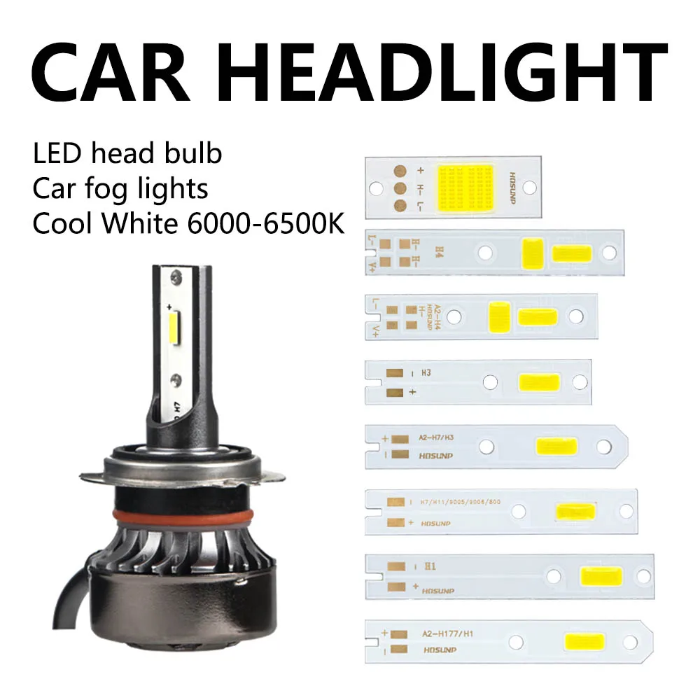 2pcs Led Car Headlight CSP CHIP 8.8-9.4V 9-10V Headlight H4 H7 H1 H3 Cold White 6000-6500K 1200mA 1500mA Auto fog Light LED Bulb