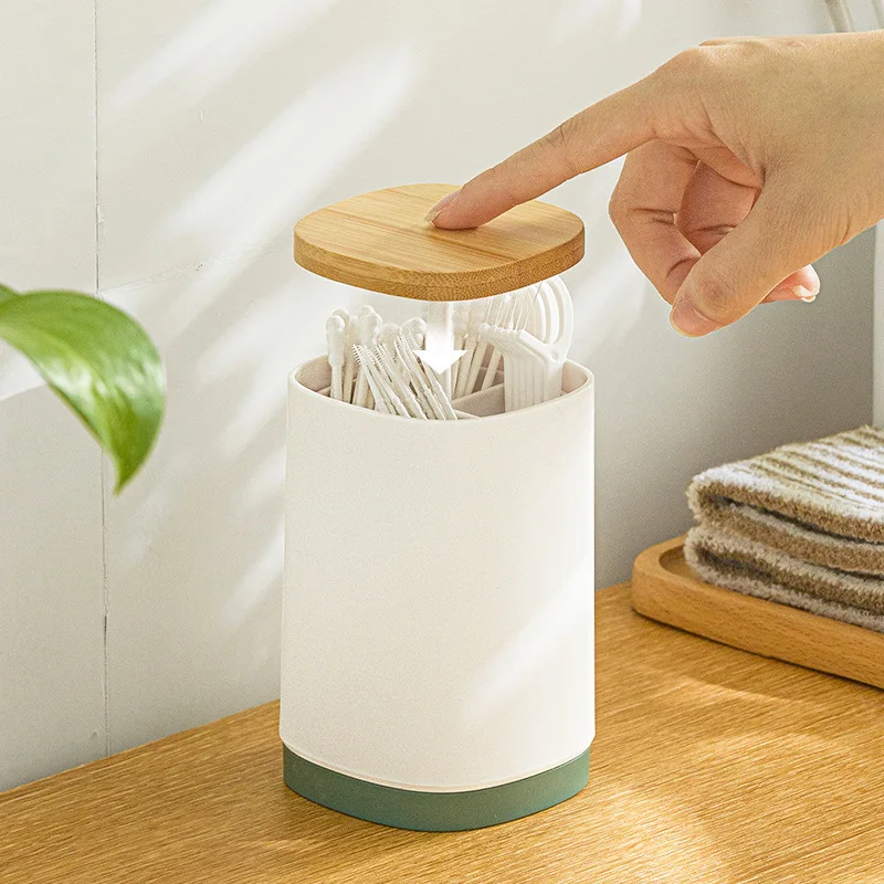 Creative Automatically Pops Up Cotton Bud Swabs Toothpick Dispenser Living Room Case Q-tips Toothpick Storage Box For Toothpicks