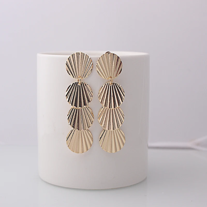 

korean fashion Minimalist Golden Silver Color Shell texture earrings Creative Earring For Women серьги Exaggerated party jewel
