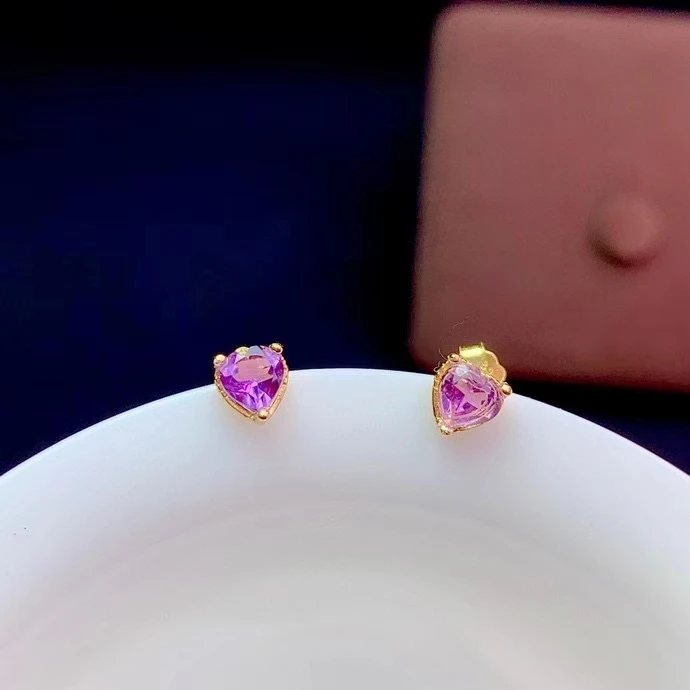 CoLife Jewelry Silver Crystal Stud Earrings for Daily Wear 100% Natural Amethyst Peridot Citrine Earrings Gift for Woman view 5