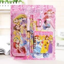 7-piece Disney Princess Stationery Set Cartoon Stationery Box Pencil Eraser Ruler Notebook Set Colorful School Supplies Gift